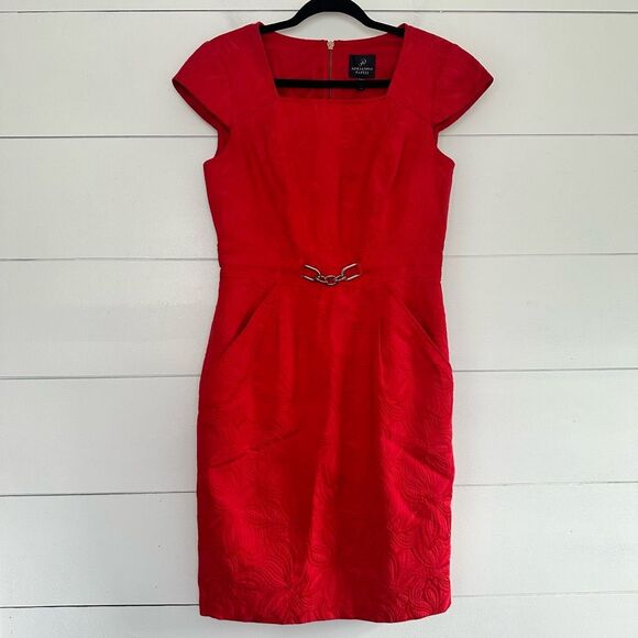 Adrianna Papell Women’s 8 Red Sheath Dress Career Office Core Work Dressy - Picture 1 of 5